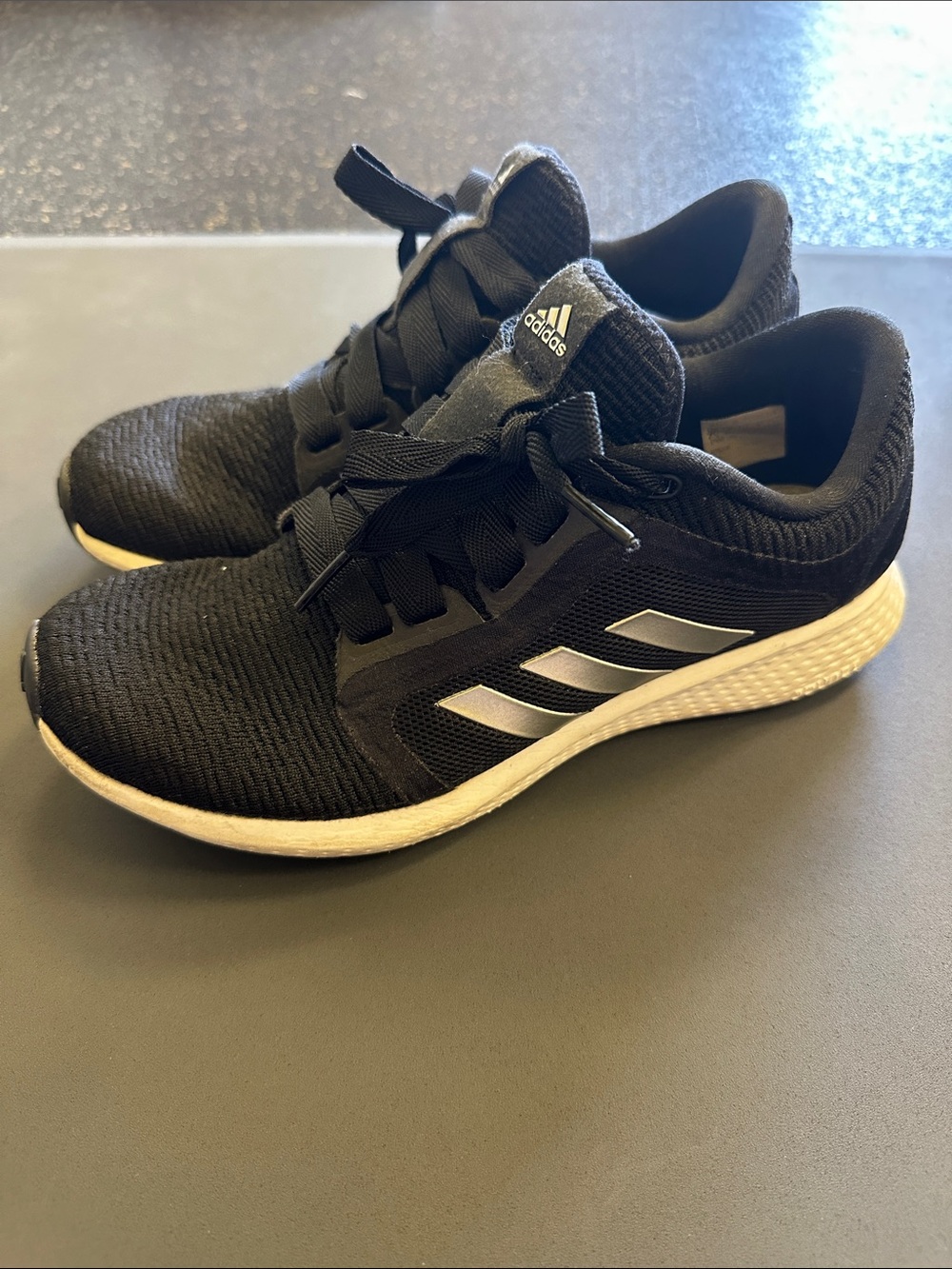 adidas Black and White Knit Running Sneakers